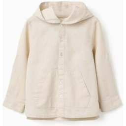 ZIPPY Camisa de manga comprida em linho com capuz para menino, bege Beige 7-8 Years