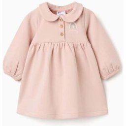 ZIPPY Vestido de algodão de manga comprida e abalonada para recém-nascida, rosa Rosa 0-1 Months