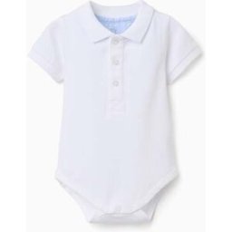 ZIPPY Body-polo de manga curta de algodão para recém-nascido, branco Branco 6-9 Months