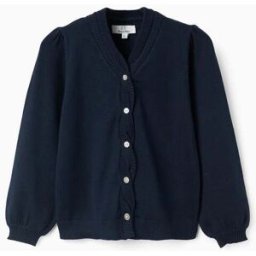 ZIPPY Casaco de malha com detalhes entrançados para menina, azul-escuro Azul 6-7 Years