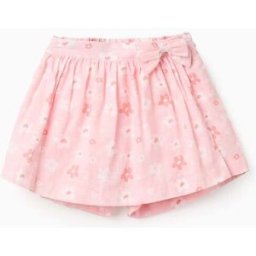 ZIPPY Saia-calção de algodão com motivo floral e laço para menina, rosa-claro Rosa 6-7 Years