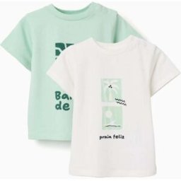 ZIPPY 2 T-shirts com estampados de praia para bebé menino, branco/verde Branco 18-24 Months