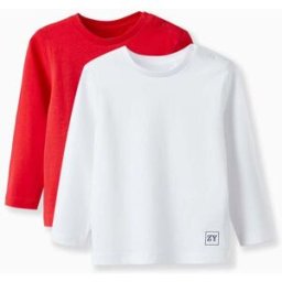 ZIPPY Pack 2 T-Shirts de Manga Comprida para Bebé Menino, Vermelho/Branco Vermelho 24-36 Months
