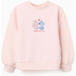 Disney Sweat cardada com estampados Stitch e Angel para menina, rosa-claro Rosa 11-12 Years