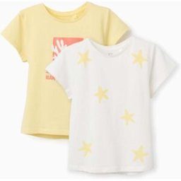 ZIPPY 2 T-shirts em algodão com estrelas-do-mar para menina, branco/amarelo Amarelo 6-7 Years