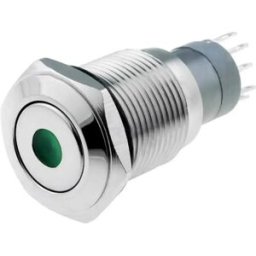 Interruptor de pressão anti-vandalismo unipolar SPST-NO ON-OFF 24VDC 1A para soldar com LED verde