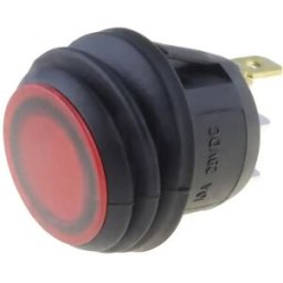 SCI R13-112B8F-02-BR-L-2 - Botão basculante 1 posição estável - OFF-(ON) - 28VDC 10A (3 pinos) - luminoso vermelho