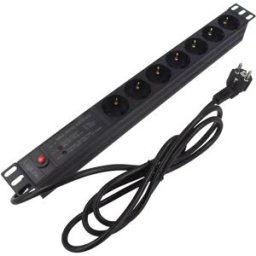 Logilink PDU7C02 - Bloco PDU de 7 tomadas para rack bastidor 19'' 1U c/ múltiplas proteções e ficha schuko