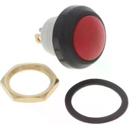 Lumex W48-1-RB-N-RD-B - Botão interruptor de pressão anti-vandalismo unipolar SPST OFF-(ON) 12VDC 0.25A - vermelho