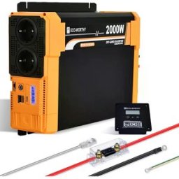 ECO-WORTHY - Inversor 12VDC ➝ 230V onda sinusoidal pura 2000W c/ USB + painel remoto