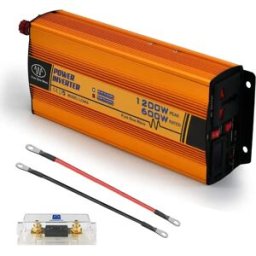 ECO-WORTHY - Inversor 12VDC ➝ 230V onda sinusoidal pura 600W c/ seletor de bateria Chumbo ou LiFePo