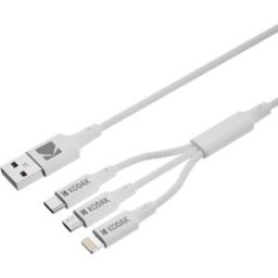 Cabo USB-A Macho "3-EM-1" USB-C / Micro-USB / Lightning Macho (1 metro) - KODAK