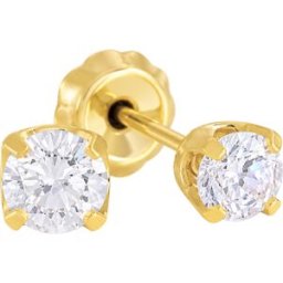 Inverness Sensitive Brinco Aço Cirúrgico Zircão Dourado 3mm