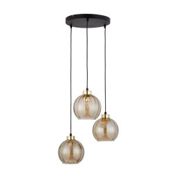 Lustre LED suspenso por cabo DEVI 3xE27/15W/230V preto/bege fumado