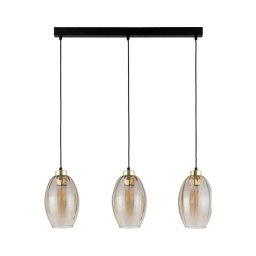 Lustre LED suspenso por cabo SEBO 3xE27/15W/230V preto/bege fumê