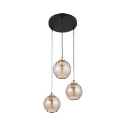 Lustre LED suspenso por cabo DEVI 3xE27/15W/230V preto/bege fumê