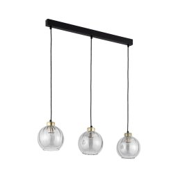 Lustre LED suspenso por cabo DEVI 3xE27/15W/230V preto/vidro transparente