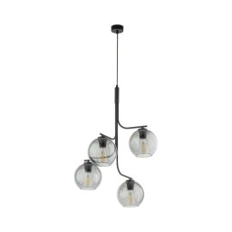 Lustre LED suspenso por cabo CESAR 4xE27/15W/230V preto/cinzento fumado