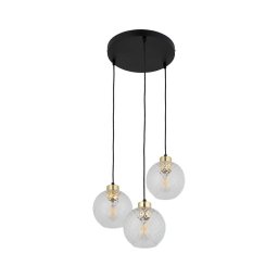 Lustre LED suspenso por cabo DEVON 3xE27/15W/230V preto/vidro transparente
