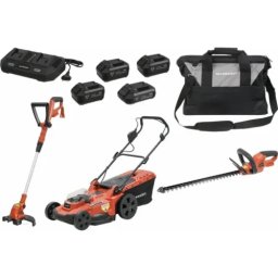 Pack de Jardinagem SCHNEIDER 20V Corta-relvas Ø430mm, Corta-sebes 520mm e Aparador de Relva 250mm
