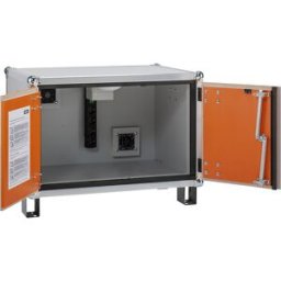 CEMO Armário de segurança para carregar baterias BASIC , com pés, altura 620 mm, 230 V, laranja/cinzento, Armário de segurança para carregar baterias BASIC, com pés, altura 620 mm, 230 V, laranja/cinzento. Carregamento e armazenamento seguros de várias ba