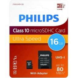 Cartão de Memória 16GB microSDHC Class 10 + Adaptador - PHILIPS