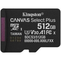 Cartão de Memória Canvas Select Plus Gen3 512GB MicroSDXC UHS-I Classe 10 - KINGSTON