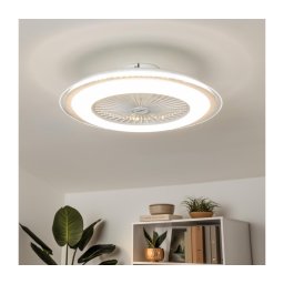 Brilagi - Luminária LED dimmável com ventoinha RONDA LED/48W/230V branca + DO