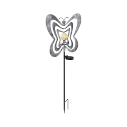 Globo 36581 - Luminária solar LED/0,06W/3V IP44 borboleta prateada