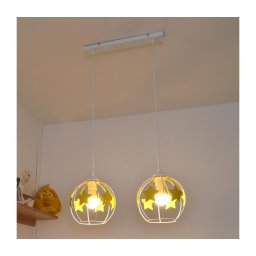 Candeeiro suspenso de criança STARS 2xE27/15W/230V amarelo/branco