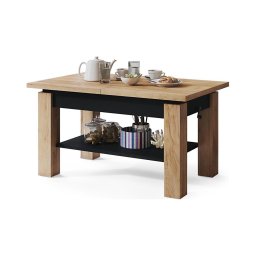 Mesa de centro extensível com prateleira ADONIS 110/150x68 cm carvalho craft/preto