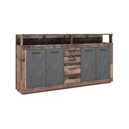 Cómoda RUNA 190x96x32 cm castanho escuro/antracite