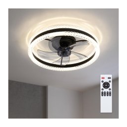 Brilagi - Ventilador de teto LED regulável 62W/230V, Ø 50 cm, preto + comando remoto