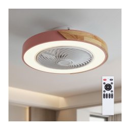 Brilagi - Candeeiro LED dimerizável com ventoinha LED/38W/230V 50 cm rosa/carvalho +controlo remoto