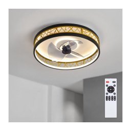Brilagi - Ventoinha de teto LED regulável LED/34W/230V 50 cm preto/dourado + controlo remoto