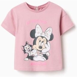 Disney T-shirt de algodão com estampado Minnie & Figaro para bebé menina, rosa Rosa 9-12 Months