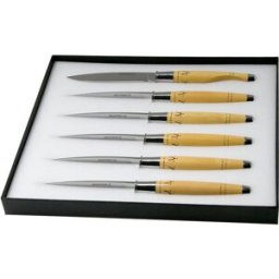 Nontron Christian Ghion 6-peças conjunto de facas para bife, caixa de madeira, T6TDBU