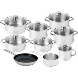 Conjunto de Cozinha Low Cost Classic Glass em Aço Inoxidável (9 Peças) - SILAMPOS