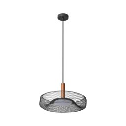 Osram - Lustre LED suspenso por cabo DECOR MESH LED/18,5W/230V Ø 40 cm preto/madeira de seringueira