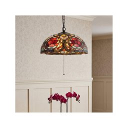 Quoizel QZ-LARISSA-P - Lustre Tiffany LARISSA suspenso por corrente 3xE27/60W/230V