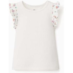 ZIPPY T-shirt de algodão canelado com folhos para bebé menina, bege-claro Beige 18-24 Months