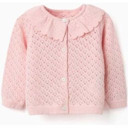 ZIPPY Casaco de malha ajurada com recortes para recém-nascida, rosa-claro Rosa 3-6 Months