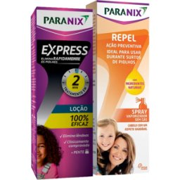 Paranix Express Loção com Pente + Repel Spray Pack