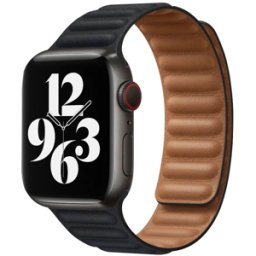 iS Bracelete Apple Watch Magnética em Pele 42 49mm - Preto