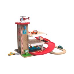 2Kids Toys - Garagem de madeira com pista de comboio