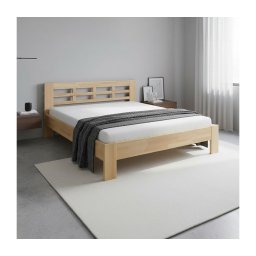 Cama de casal em madeira maciça ANGELA 180x200 cm bétula