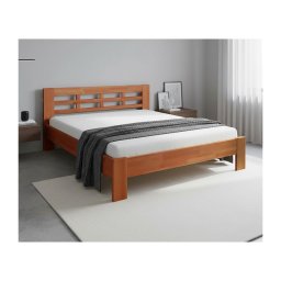 Cama de casal de madeira maciça com espaço de armazenamento ANGELA 180x200 cm noz