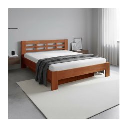 Cama de casal em madeira maciça com espaço de armazenamento ANGELA 180x200 cm ameixa