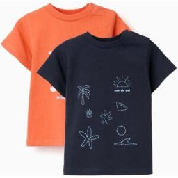 ZIPPY 2 T-shirts com estampados de praia para bebé menino, azul/laranja Laranja 18-24 Months