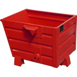eurokraft pro Basculador empilhável para aparas BSL com fundo em chapa perfurada , volume 0,3 m³, vermelho fogo, Basculador empilhável para aparas BSL com fundo em chapa perfurada, volume 0,3 m³, vermelho fogo. Fundo intermédio em chapa perfurada e tornei